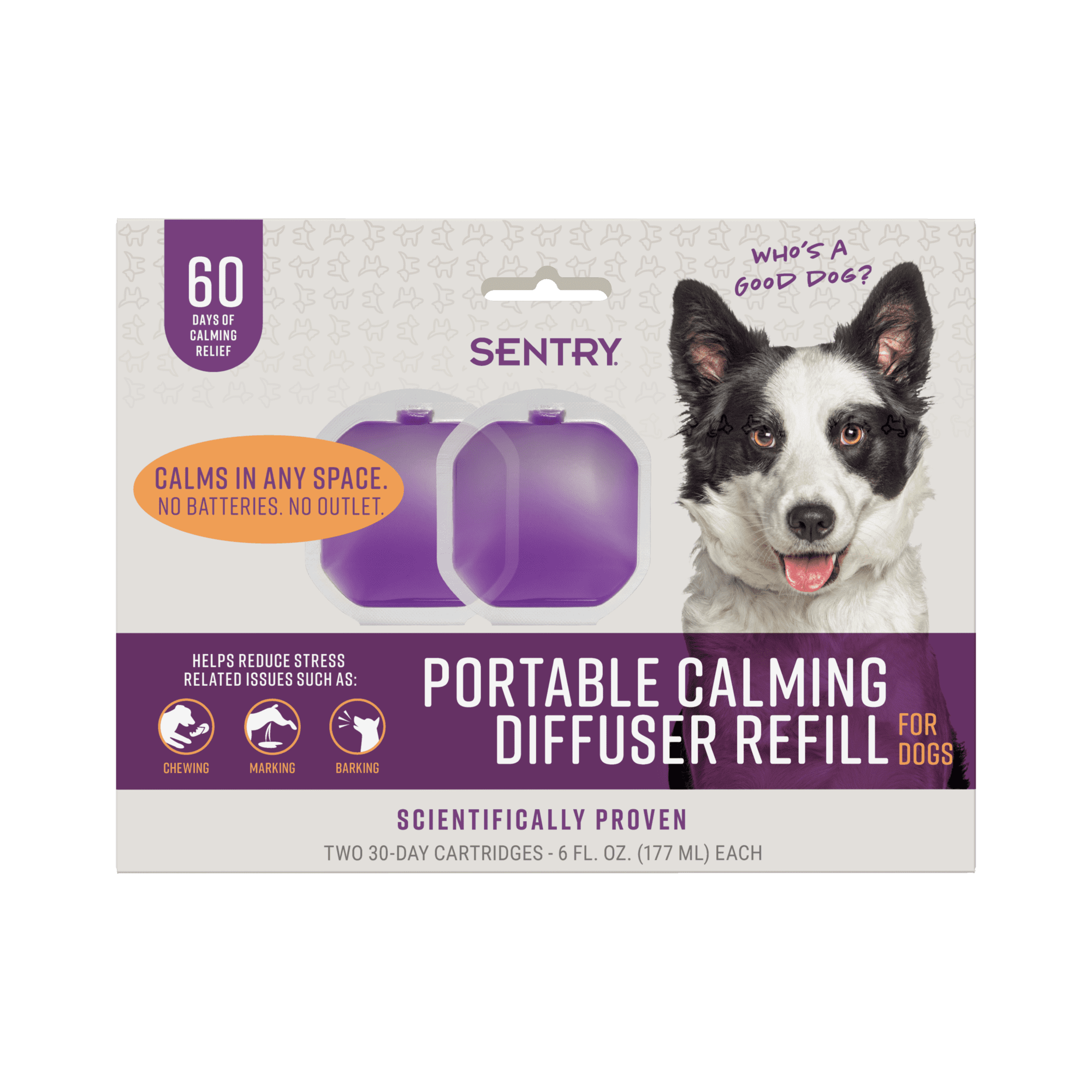 SENTRY Portable Calming Pheromone Diffuser Refills for Dogs, Helps Reduce Stress, 2 Count