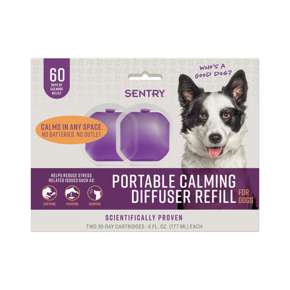 SENTRY Portable Calming Pheromone Diffuser Refills for Dogs, Helps Reduce Stress, 2 Count