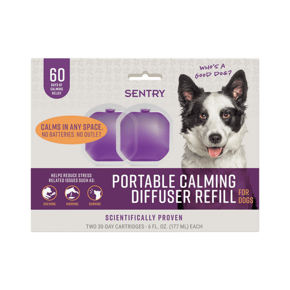 SENTRY Portable Calming Pheromone Diffuser Refills for Dogs, Helps Reduce Stress, 2 Count