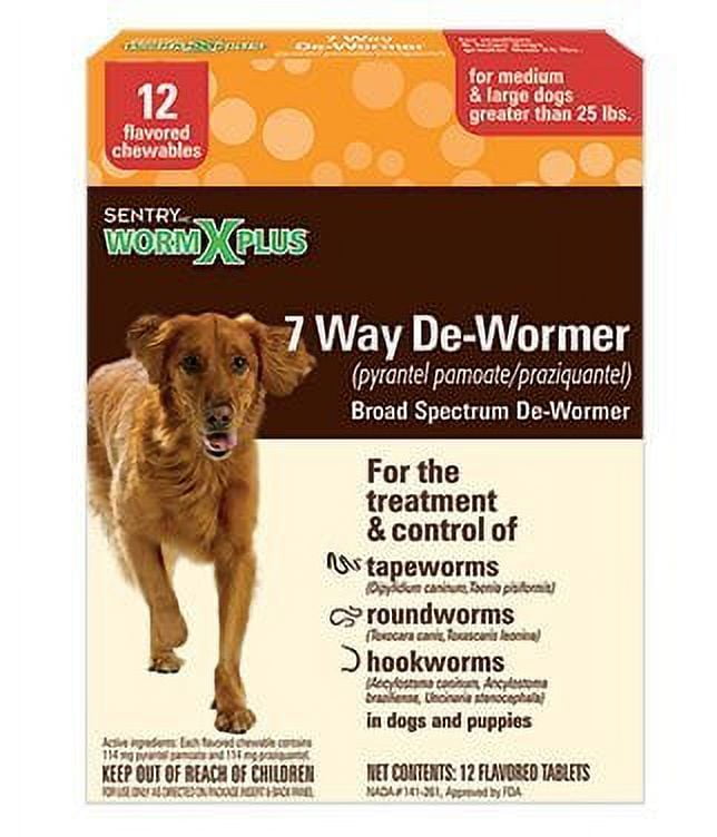 SENTRY Worm X Plus 7 Way DeWormer Large Dogs 12 count