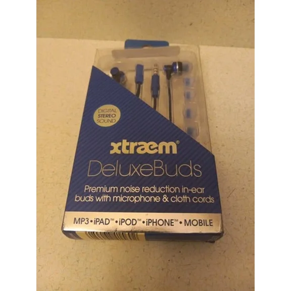 SENTRY XTRAEM DELUXEBUDS Noise Reduction In-Ear Buds BLUE In-Line Mic EX560 NEW