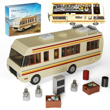 SENVOBK Breaking Bad Pinkman Cooking Lab RV Car Building Blocks Set Walter White Van Vehicle Toy For Children Birthday Gift