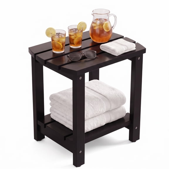 SENWEST Outdoor Weather-Resistant Pine Wood Square End Table, Black