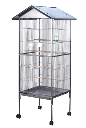 Curated visual reference: Fresh Look at Seny Rolling Bird Cage With Roof Metal Wire Flight Cage
