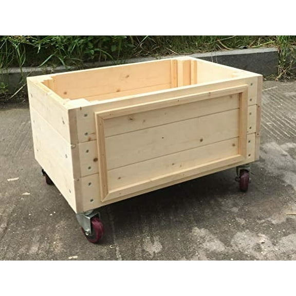 SENY Seny Raised Garden Beds for Vegetables 100 Wood Planter Boxes with Wheels Outdoor Flower Bed Kit, Natural, 24 Inch (L) x 14 Inch (W) x 14 Inch (H);