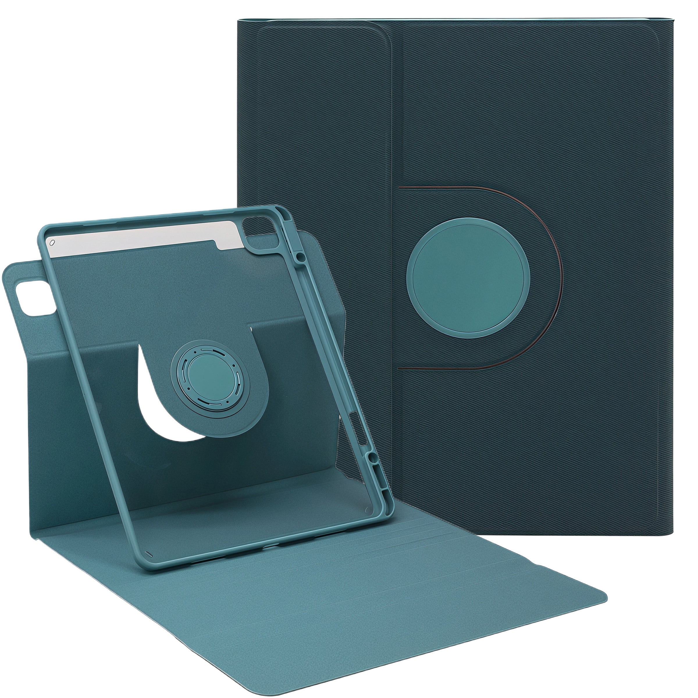 SENYOSON iPad Air 11" Case (2025/2024) - 360° Rotating Stand with Magnetic Detachable Cover, Clear Acrylic Back, Auto Sleep/Wake, Apple Pencil Holder