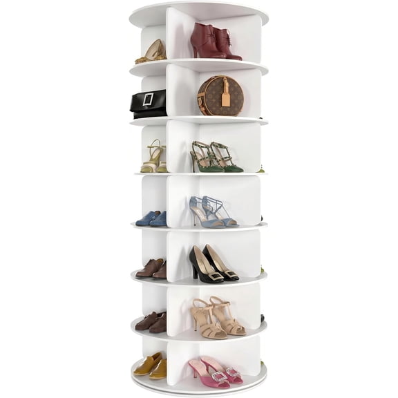 SENYUM Upgrade 7 Tier Rotating Shoe Rack Tower, 360 Spinning Shoe Display Lazy , Tall Revolving Shoe Storage Round Carousel