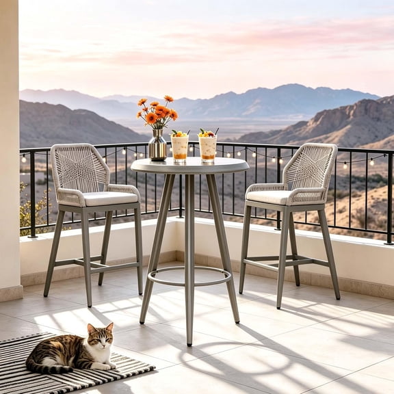 SENYUM Upgrade Bar Height Table Patio Square Table Dining Coffee Kitchen Breakfast Bistro Outdoor Pub Bar Table for Garden Balcony