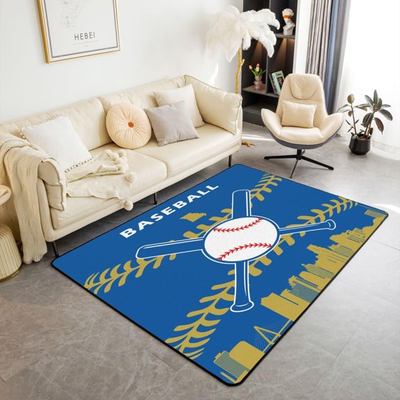 SENYUM Upgrade Baseball Area Rug for Player Gift,Baseball Team Carpet for Kids Boys Girls,Sports City Area Rugs for Bedroom,Athletes Indoor Floor Mat Non Slip