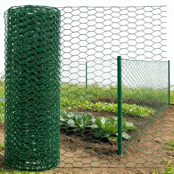 SENYUM Upgrade  Chicken Wire Fencing,PVC Coated Hexagonal Mesh Protector Plants Wire for Poultry,Duck,Floral Garden Vegetables Barrier Fence Netting