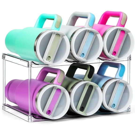 SENYUM Upgrade Design for 40 OZ & Large Bottles & Tumblers with Handle - Acrylic Water Bottle Organizer - Stackable Wine Rack, Cup Holder for Home Kitchen Pantry Shelf Countertop Cabinet