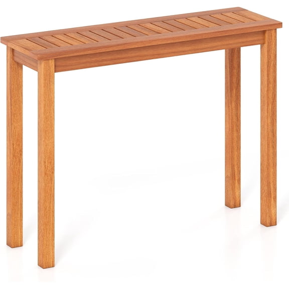 SENYUM Upgrade Narrow Outdoor Dining Table, Solid Wood Furniture Patio Console Table with Slatted Tabletop, Wooden Buffet Bar Plant Stand for Garden Deck Entryway Porch Balcony