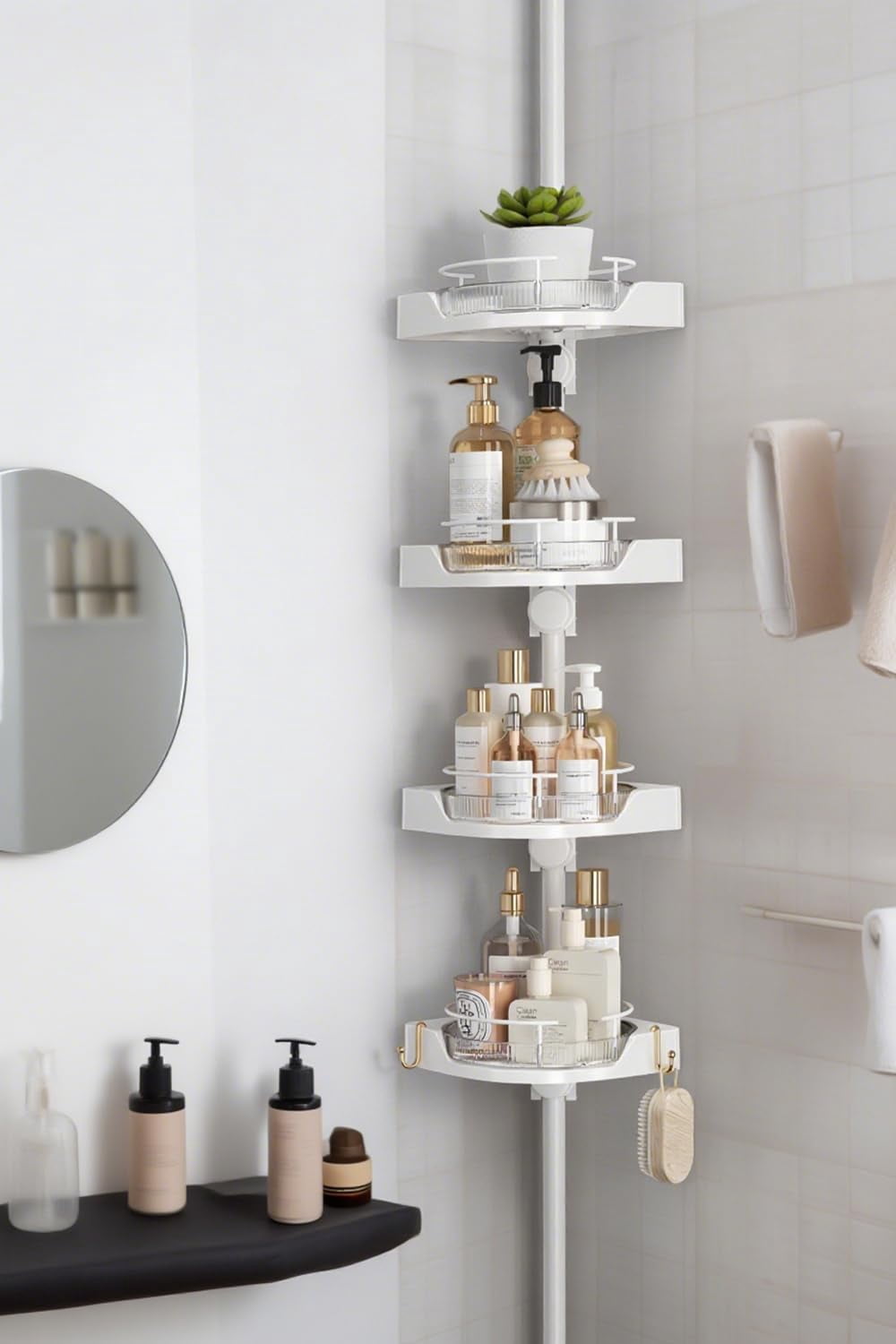 SENYUM Upgrade Shower Caddy Tension Pole Organizer 4-Tier rotating ...