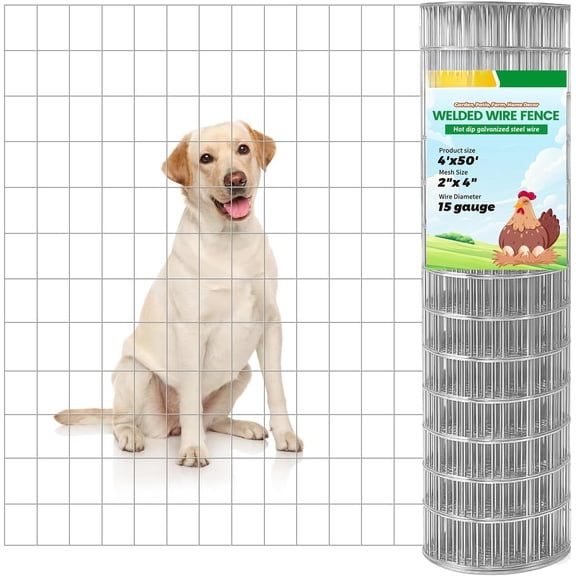 SENYUM Upgrade Welded Wire Mesh, Galvanized Chicken Wire Fencing 2'' x 4'' 15GA, Garden Decorative Fence for Chicken Coop Barrier, Rabbit Snake Fences, Poultry Enclosures