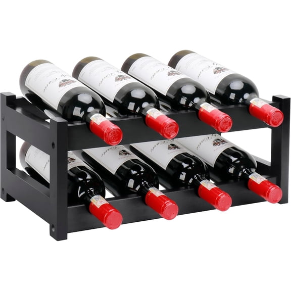 SENYUM Upgrade Wine Rack Free Standing Floor,Display Wine Storage Shelves with Table Top, Easy-Assembly Freestanding Bamboo Wine Racks for Kitchen Dining Room Bar