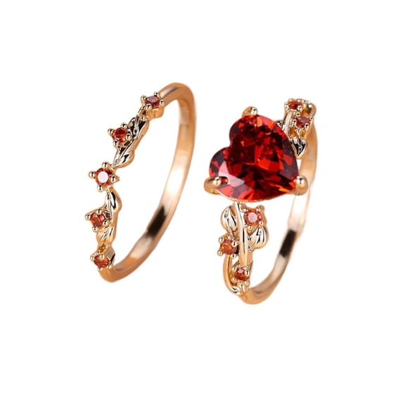 SEPARQI 2pcs His and Hers Wedding Ring Sets Couples Engagement Rings Women and Men 925 Sterling Silver AAA Cubic Zirconia Heart-Shaped Ring Set Fashion Retro Simple Ruby Ring