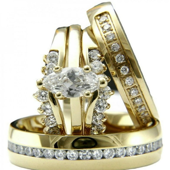 SEPARQI 3pcs His and Hers Wedding Ring Sets Couples Engagement Rings Women and Men 925 Sterling Silver AAA Cubic Zirconia Micro Paved Marquise Row