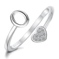 thumbnail image 1 of SEPARQI 925 Sterling Silver Heart Initial Rings For Women S Stackable Ring Adjustable Initial Rings For Teen S Cute Heart Alphabet Letter Rings, Letter A-Z Ring, 1 of 9