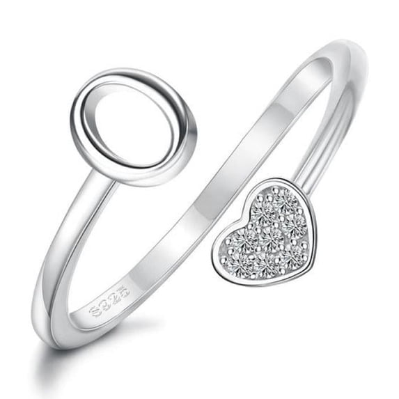 SEPARQI 925 Sterling Silver Heart Initial Rings For Women S Stackable Ring Adjustable Initial Rings For Teen S Cute Heart Alphabet Letter Rings, Letter A-Z Ring
