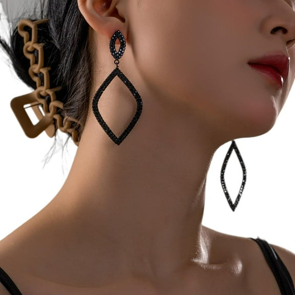 SEPARQI Black Round Large Hoop Earrings Bride Earrings Geometric Shape For Women
