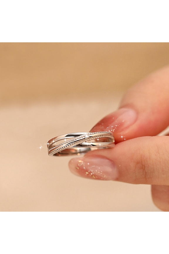 Engagement Rings Women and Men 925 Sterling Silver AAA Cubic Zirconia Line Cross Unisex Rings