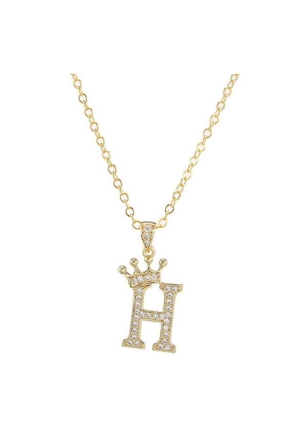 Initial Necklace For Women,14K Gold Plated Round Letter Pendant Necklace Capital Monogram Necklace Alhpabets from A-Z Figaro Chain Necklace