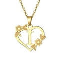 thumbnail image 1 of SEPARQI Jewelry Initial Pendant Necklace for Men Womens, 14K Gold Plated Heart Flower Letter Capital Necklace Alphabets from A-Z Figaro Chain Necklace, 1 of 10