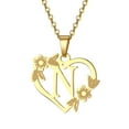 thumbnail image 1 of SEPARQI Jewelry Initial Pendant Necklace for Men Womens, 14K Gold Plated Heart Flower Letter Capital Necklace Alphabets from A-Z Figaro Chain Necklace, 1 of 10