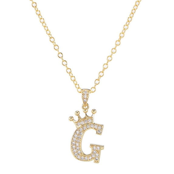 SEPARQI Jewelry Initial Pendant Necklace for Men Womens, 14K Gold Plated Zirconia Crown Letter Capital Necklace Alphabets from A-Z Figaro Chain Necklace