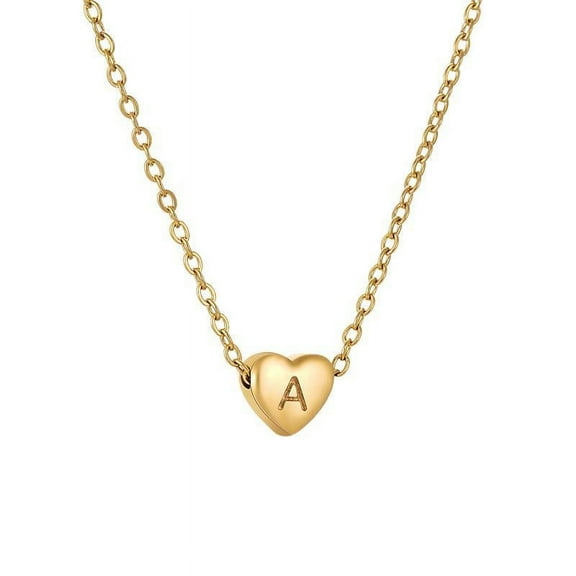 SEPARQI Jewelry Initial Pendant Necklace for Men Womens, 18K Gold Plated Full Heart Letter Capital Necklace Alphabets from A-Z Figaro Chain Necklaceins