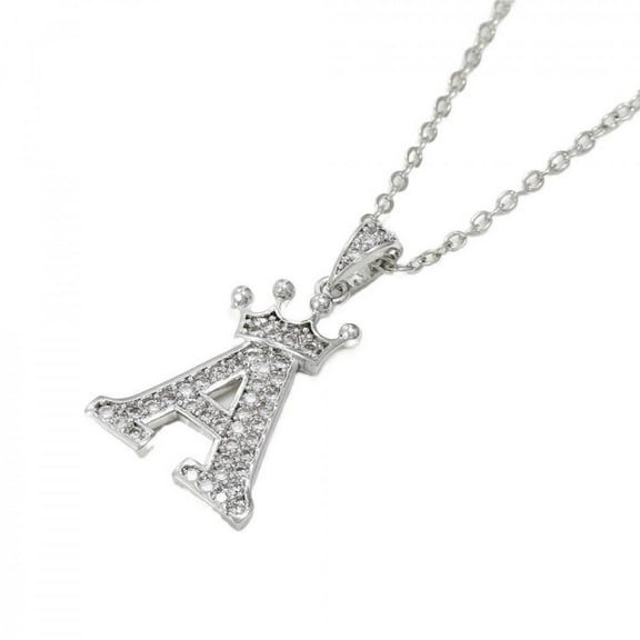 SEPARQI Jewelry Initial Pendant Necklace for Men Womens, 925 Sterling Silver Zirconia Crown Letter Capital Necklace Alphabets from A-Z Figaro Chain Necklace Unisex