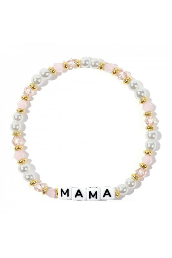 Little Words MAMA Bracelet, Acrylic & Crystal Beads, Choose Your Size Jewelry Handmade