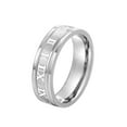 thumbnail image 1 of SEPARQI Mens Titanium Ring Wedding Band Roman Digital Fashion Ring Personalized Neutral With White Gift Box, 1 of 9