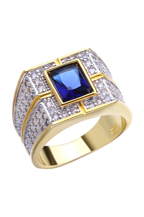 Mens Wedding Ring Titanium CZ Engagement Band Statement Jewelry Gift for Father With White Gift Box Packaging