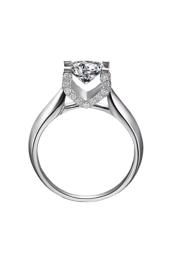 Moissanite Four-Claw Cow Head Japanese and Korean Crown Imitation Women's Texture Comfortable Ring Proposal High Quality