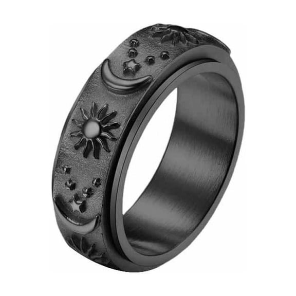 APIPEE Moon Star Sun Stainless Steel Spinner Ring for Mother's Day Gift Specials Size 4-13