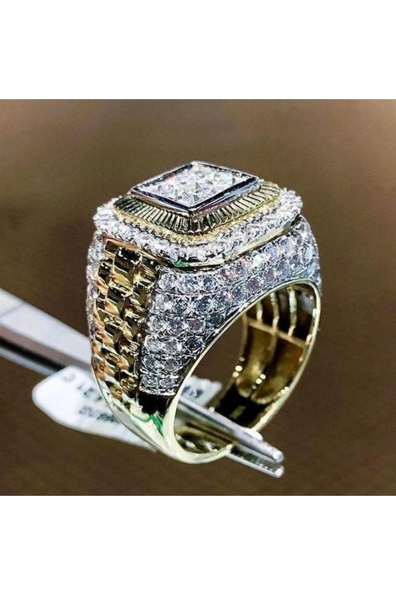 Titanium Mens Statement Engagement Band Wedding Ring Comfort Fit CZ Jewelry With White Gift Box Packaging