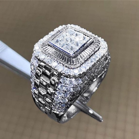 SEPARQI Titanium Mens Wedding Ring Fashion CZ Engagement Band Jewelry With White Gift Box Packaging