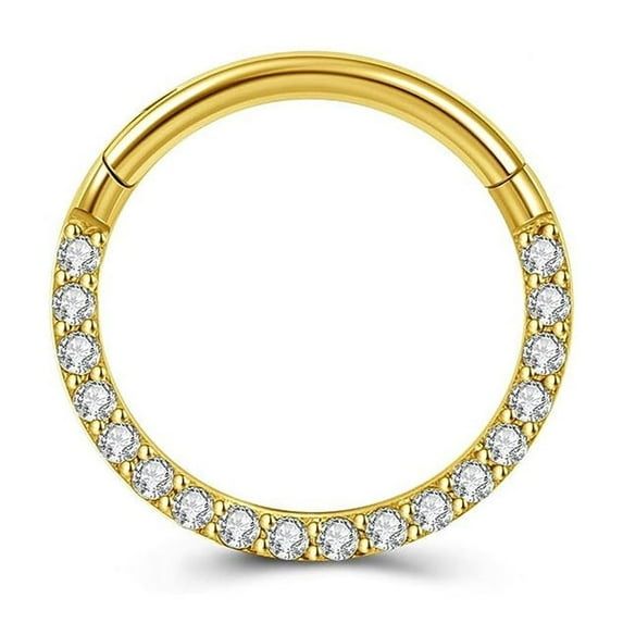 SEPARQI Titanium Micro Cubic Zirconia Hinged Nose Hoop Ring Body Jewelry Unisex