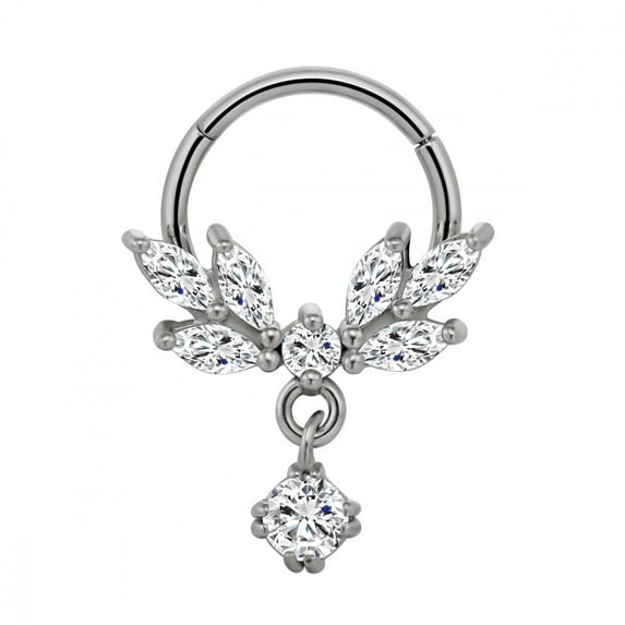 SEPARQI Titanium Micro Cubic Zirconia Hinged Nose Hoop Ring Jewelry Unisex