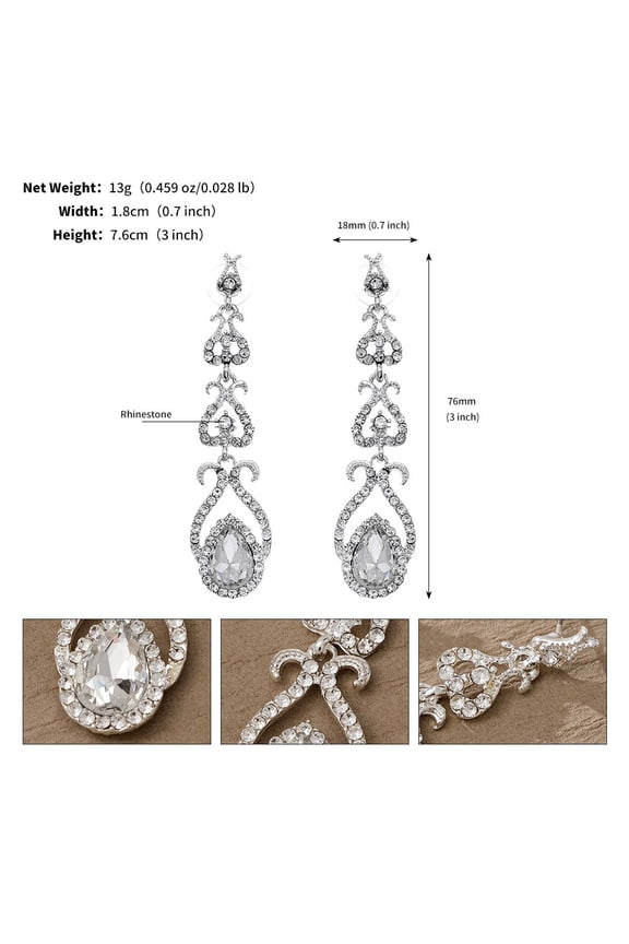 Vintage Bride Earrings Exaggerated Wedding Banquet Jewelry Zircon Drop Earrings for Women
