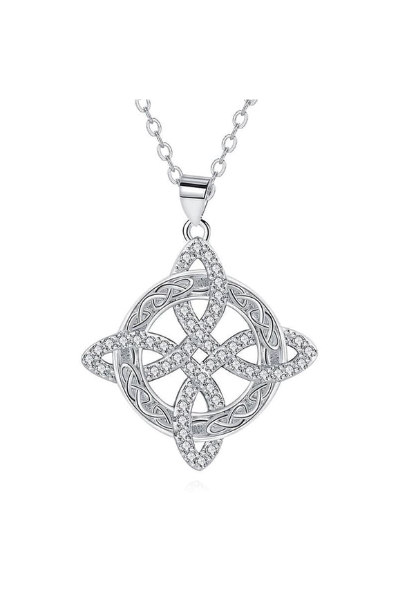 Witches Knot Necklace Hecate Goddess of Witches with Celtic Knot Design Pendant Necklace Goddess Jewlery Tetragrammaton Collar De Amuleto De Proteción Stainless Steel with Aritificial Ge