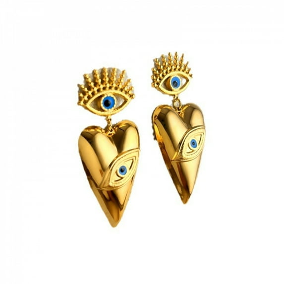 SEPARQI Women 18K Gold Plated Stud Earrings Devil's Eye Love Bride Wedding Engagement Jewelry Gifts