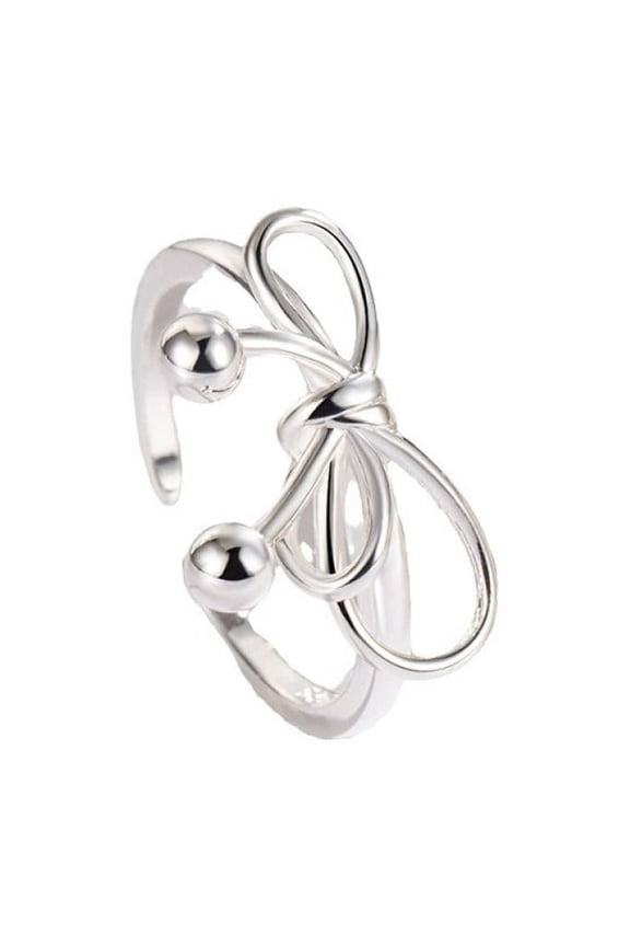 Women 925 Sterling Silver Butterfly Bowkot Two Ball Thumb Ring Rings Women's Jewelry Lady Gifts