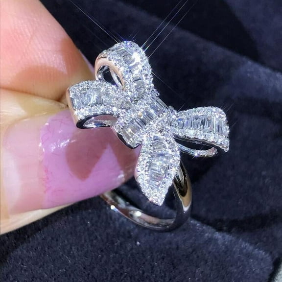 SEPARQI Women 925 Sterling Silver Butterfly Cubic Zirconia Thumb Ring Stress Anxiety Rings Women's Jewelry Size 5-11 Lady Birthday Mother's Day Gifts