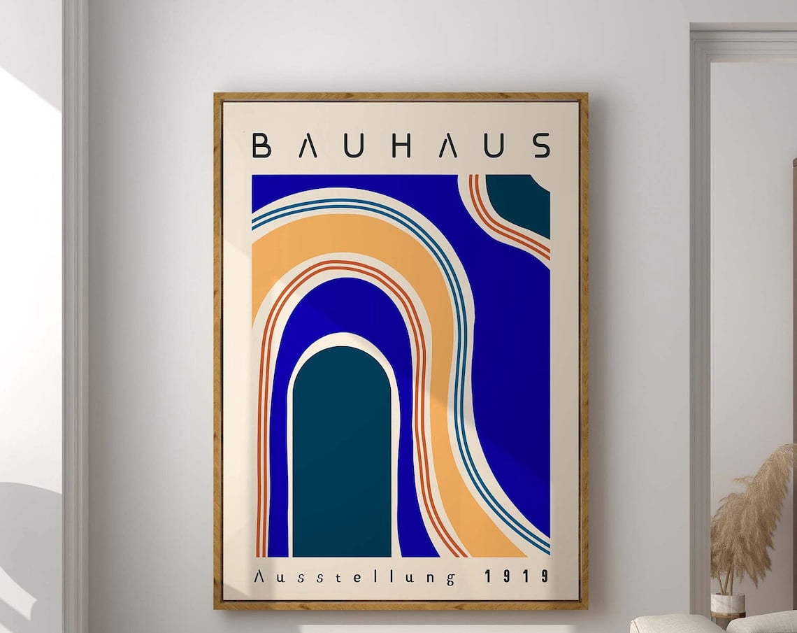 SEPT Bauhaus Printable Poster Blue Mid Century Modern Print Retro ...