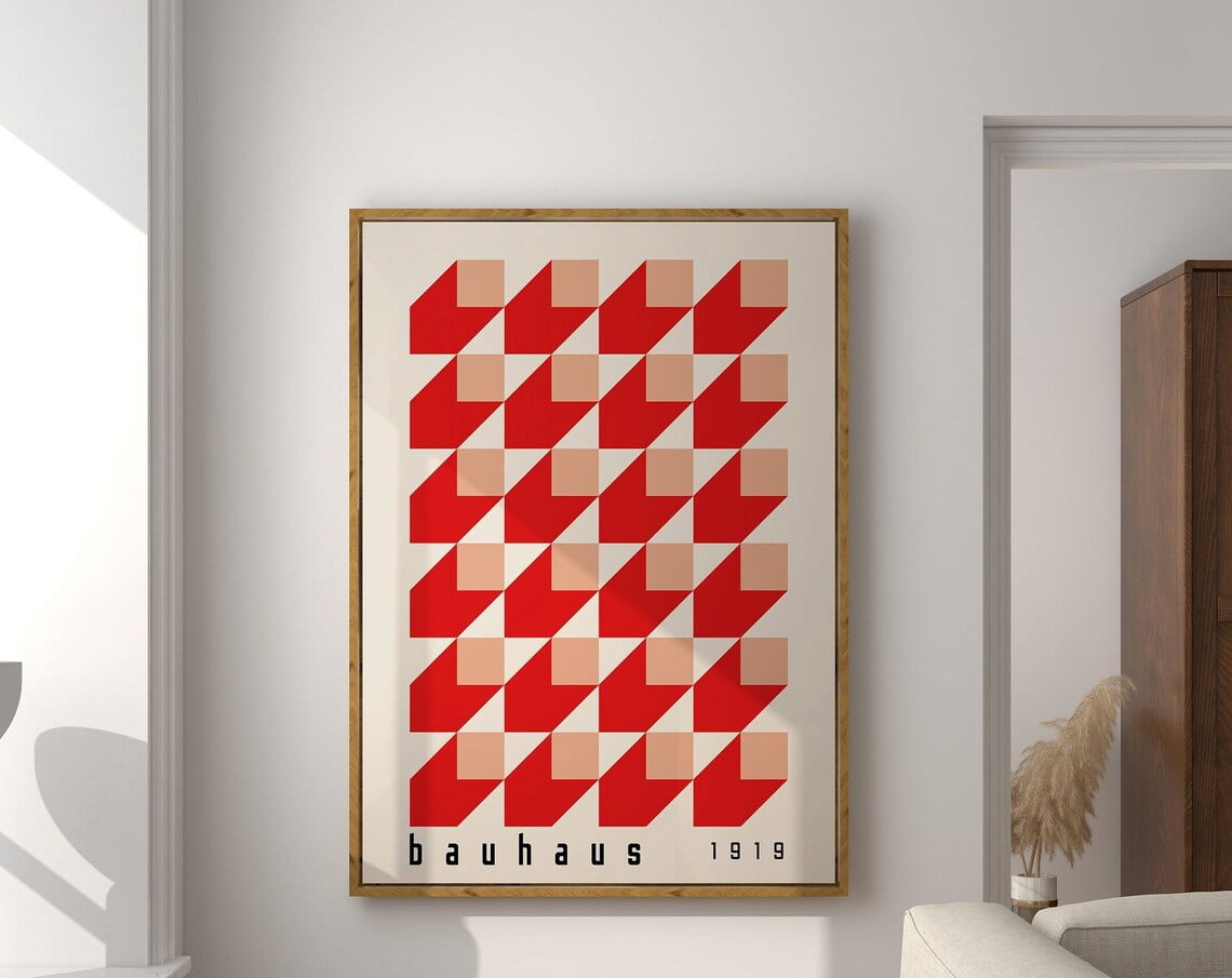 SEPT Bauhaus Printable Wall Art Print Red Mid Century Modern Minimalist ...