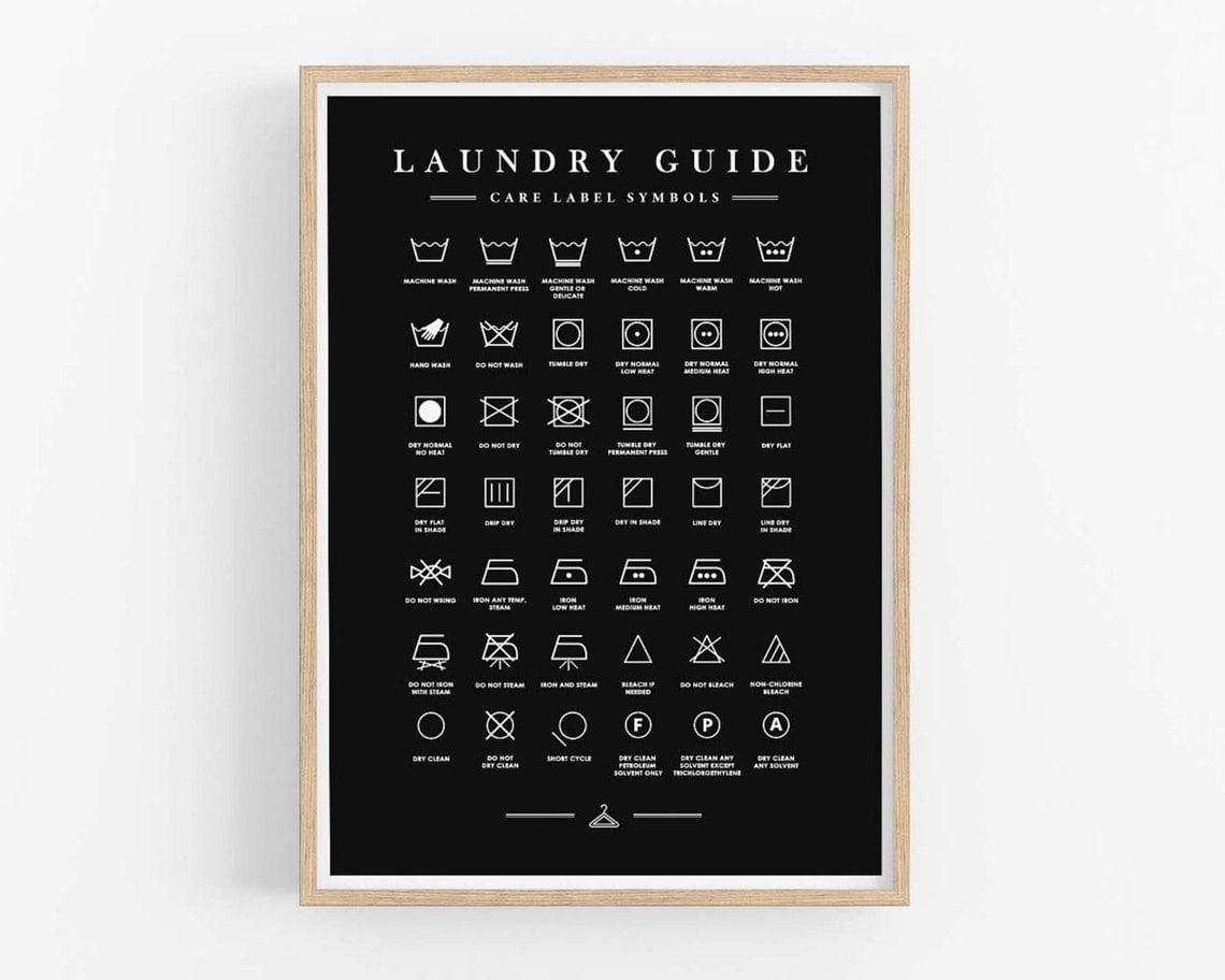 SEPT Black Laundry Print, Laundry Room Symbols, Laundry Printable Art ...