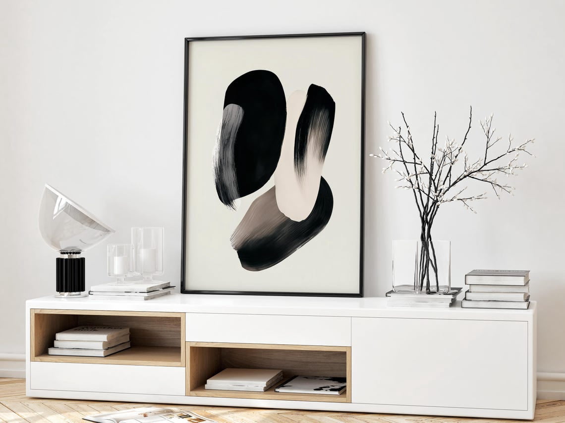 Gallery Detail: Sept Minimalist Japandi Wall Art Print Abstract Brush Strokes Poster