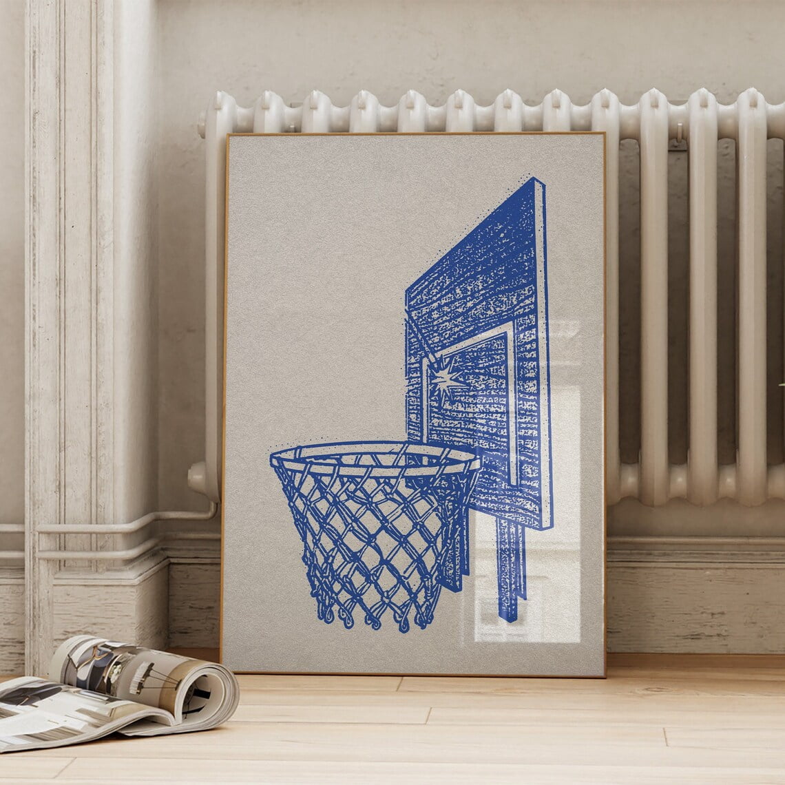 SEPT Vintage Blue Basketball Hoop Poster Sports Prints Retro Gym Poster ...
